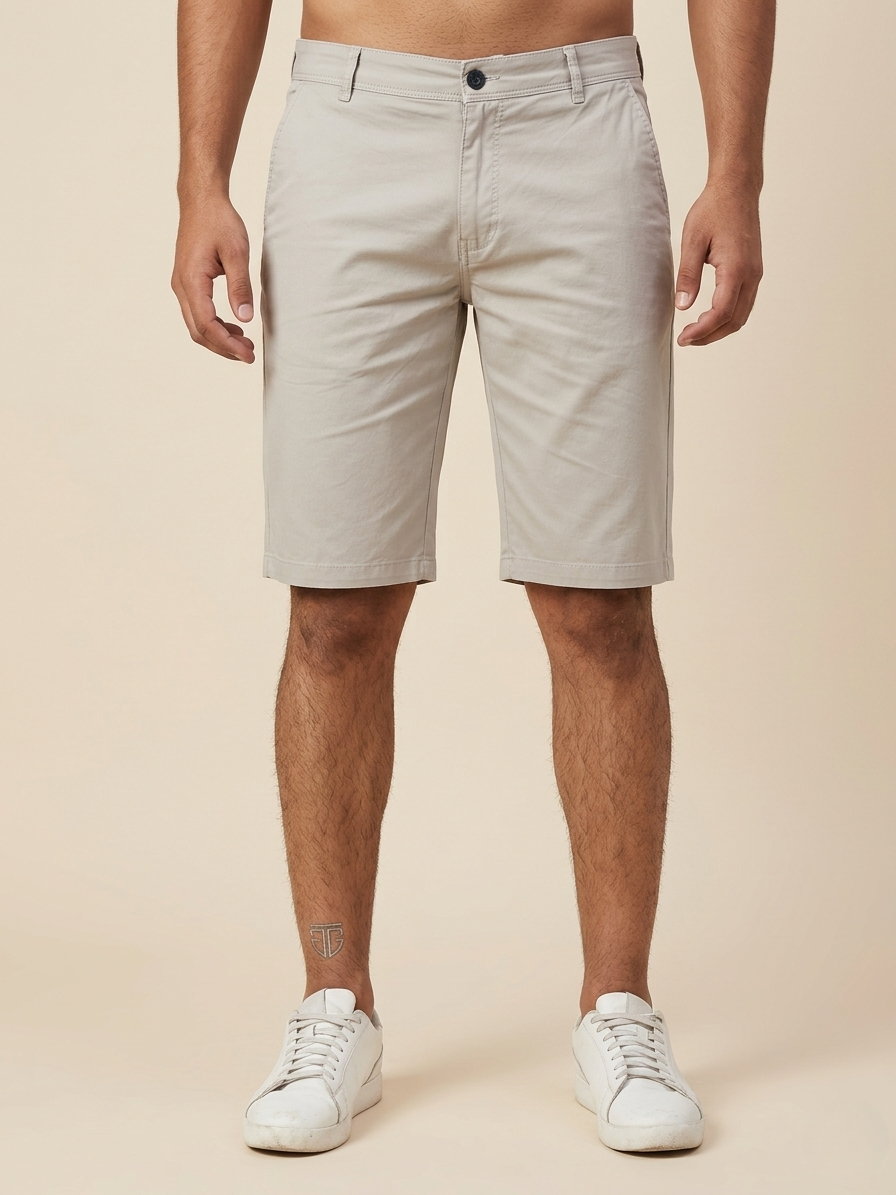 Premium Beige Chino Shorts - Slim Fit Casual Cotton Shorts