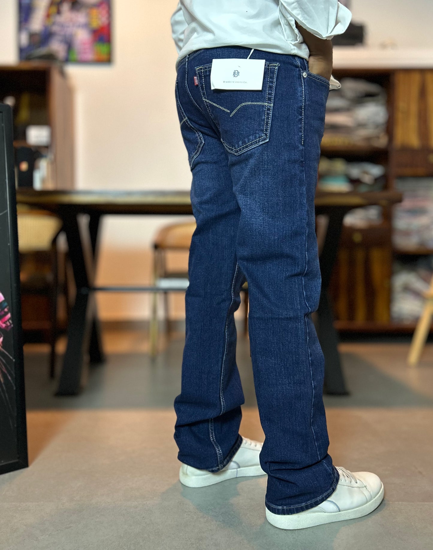 Navy Mid wash Straight Fit Jeans