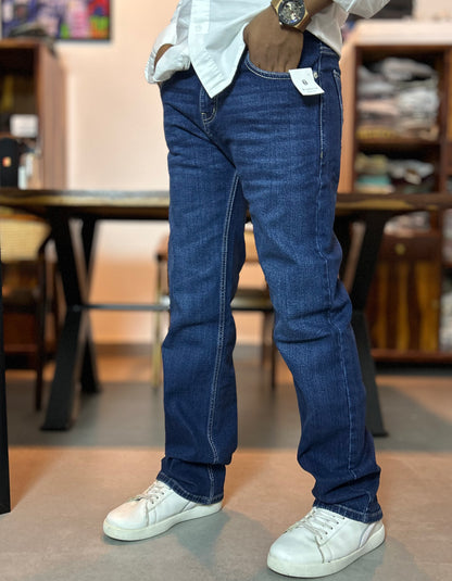 Navy Mid wash Straight Fit Jeans