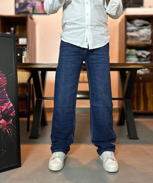 Navy Mid wash Straight Fit Jeans