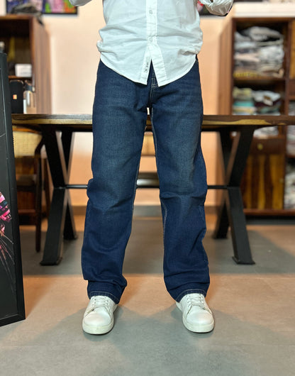 Navy Green Straight Fit Jeans