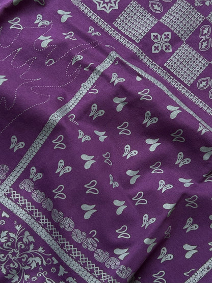 Bradbird Purple Paisley Drop Shoulder Tee – Full Printed Edition