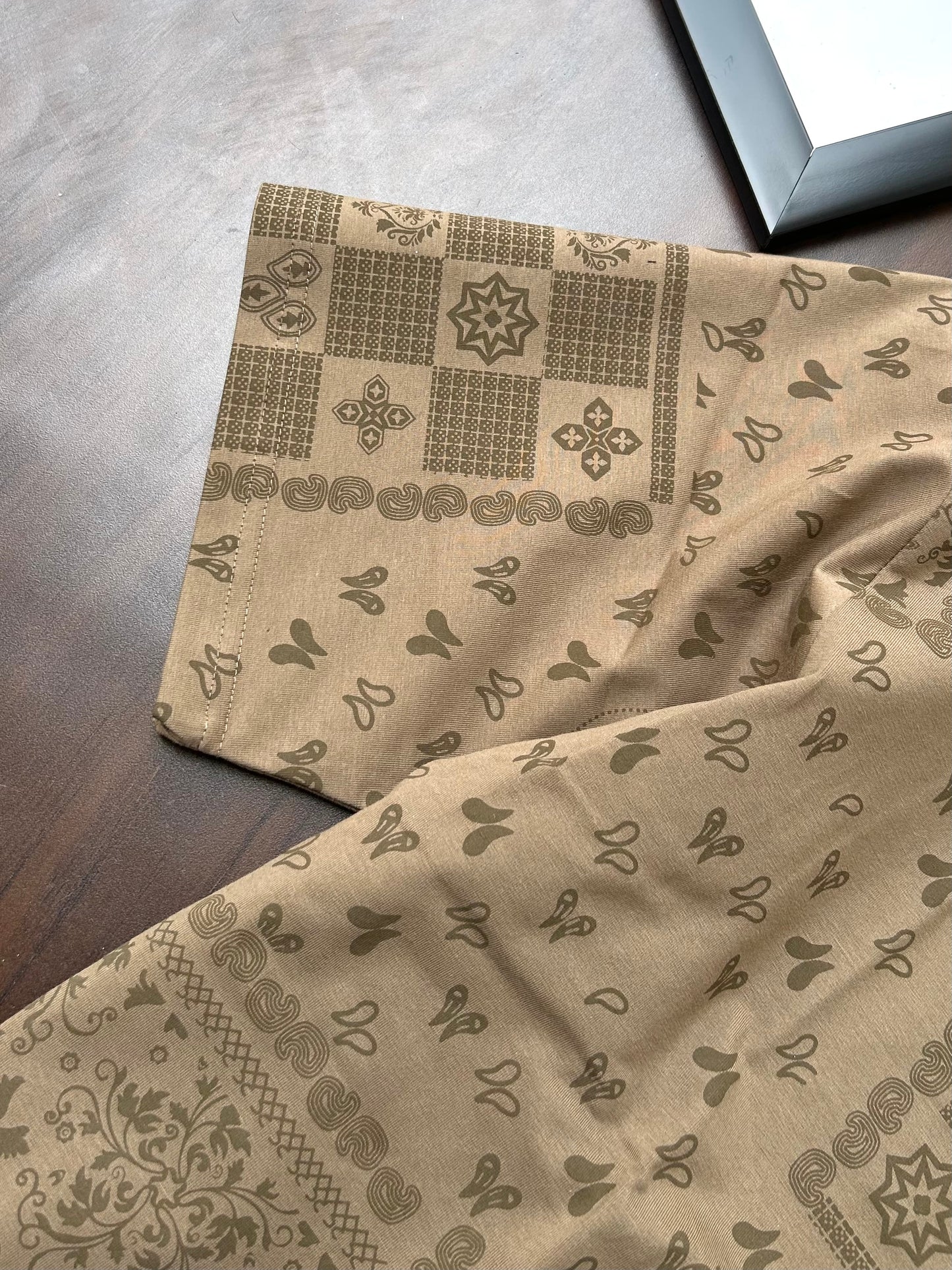 Bradbird Beige Bandana Drop Shoulder Tee – Full Printed Edition