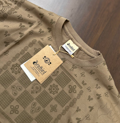 Bradbird Beige Bandana Drop Shoulder Tee – Full Printed Edition