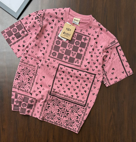 Bradbird Pink Bandana Drop Shoulder Tee – Full Printed Edition