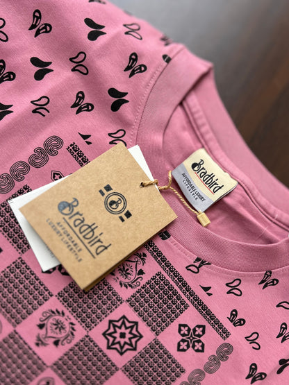 Bradbird Pink Bandana Drop Shoulder Tee – Full Printed Edition
