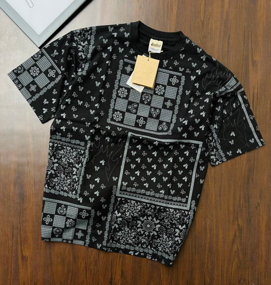 Bradbird Black Bandana Drop Shoulder Tee – Full Printed Edition