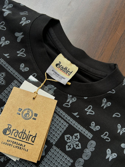Bradbird Black Bandana Drop Shoulder Tee – Full Printed Edition