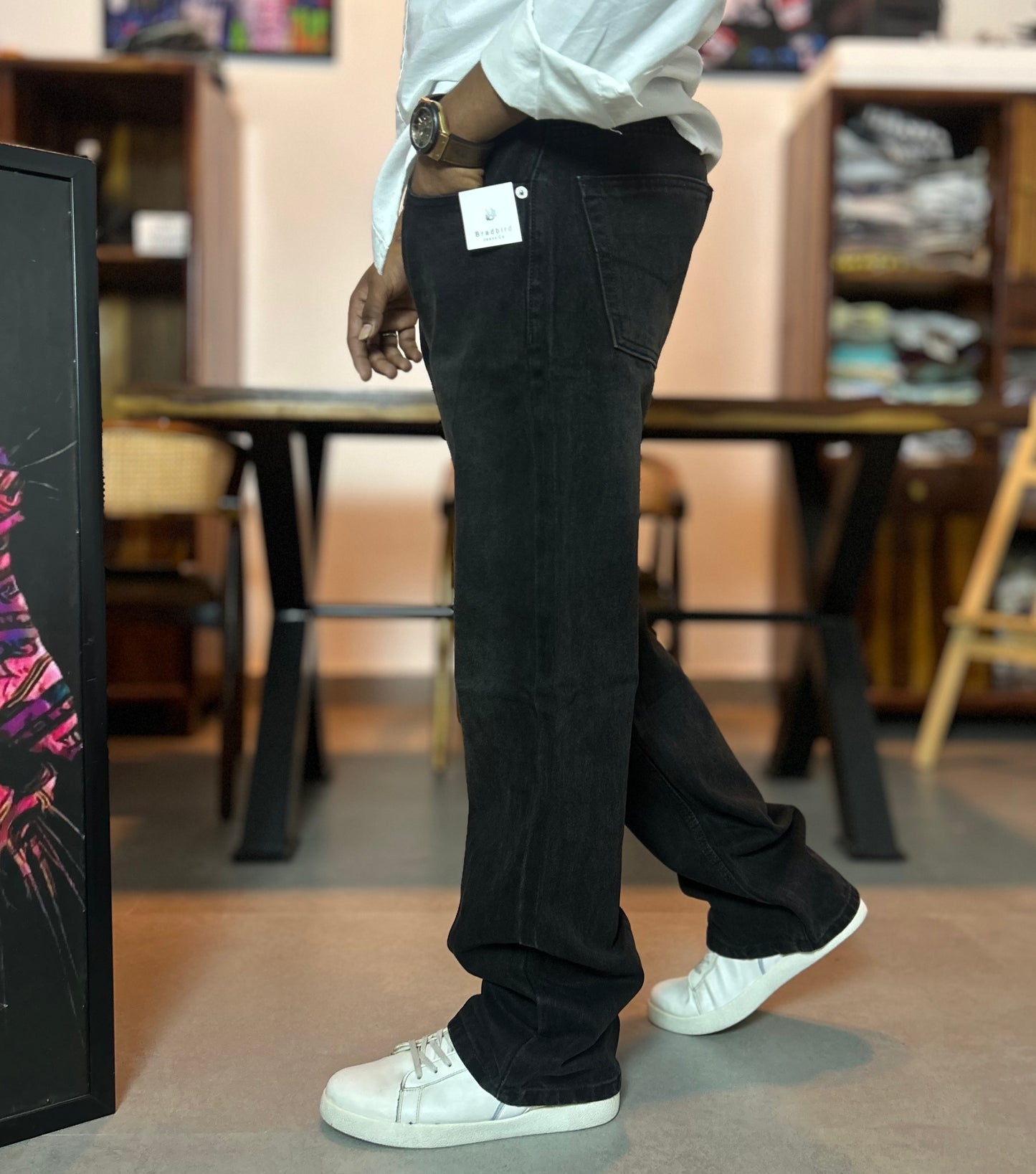 Black Shaded Straight Fit Jeans