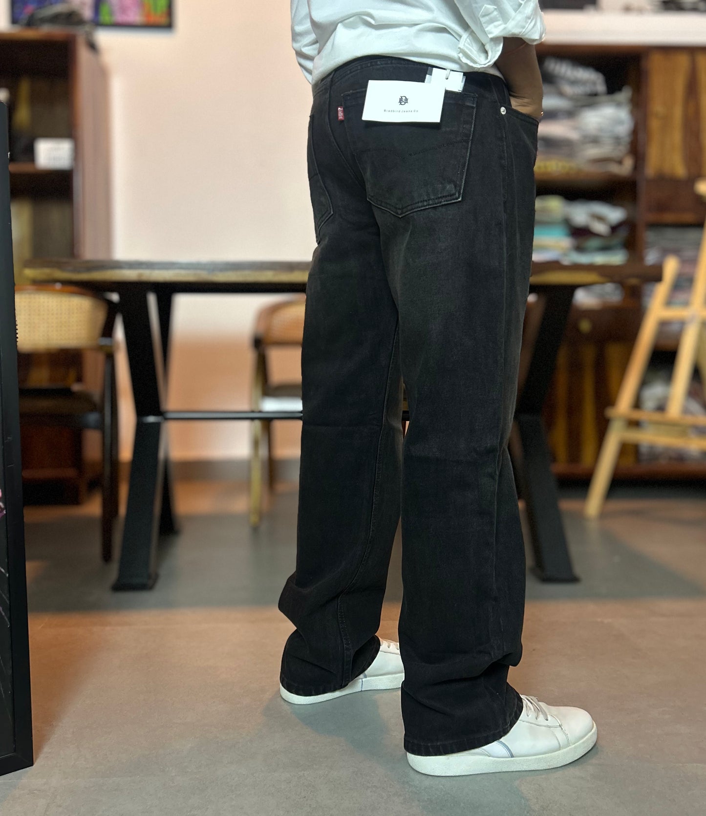 Black Shaded Straight Fit Jeans