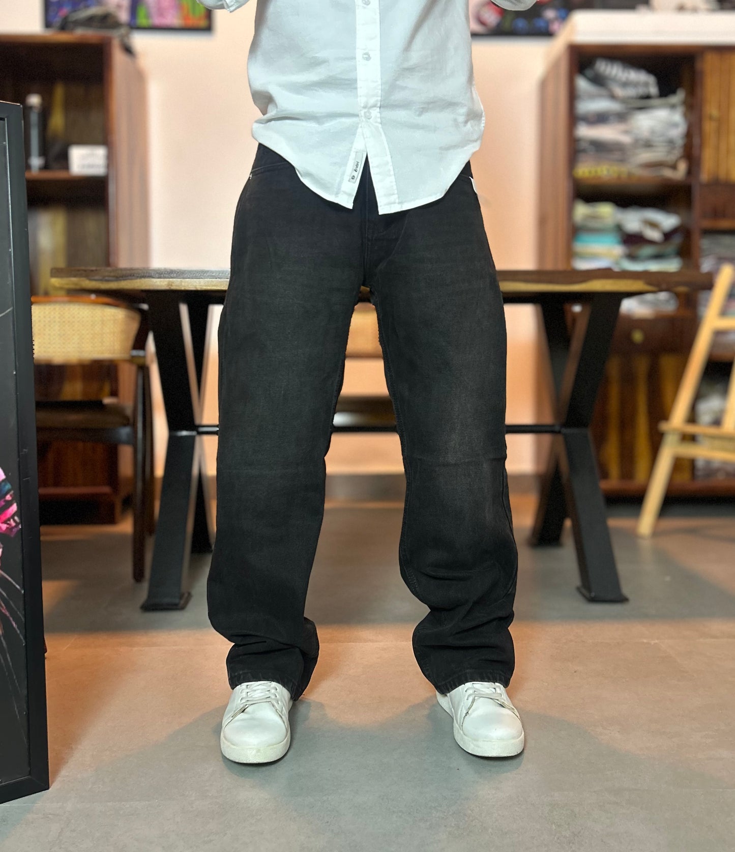 Black Shaded Straight Fit Jeans