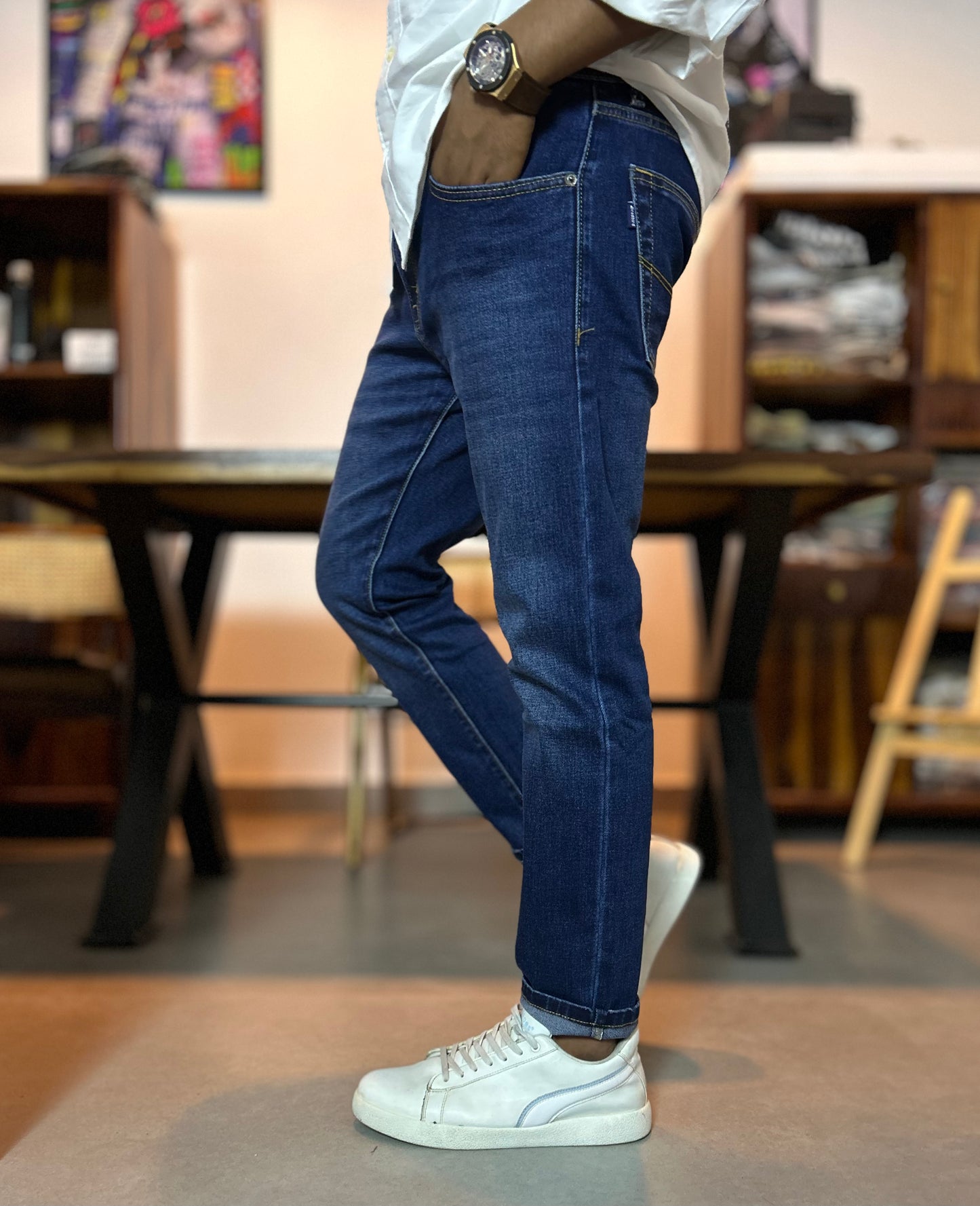 Bradbird Navy Wash Ankle-Fit Jeans