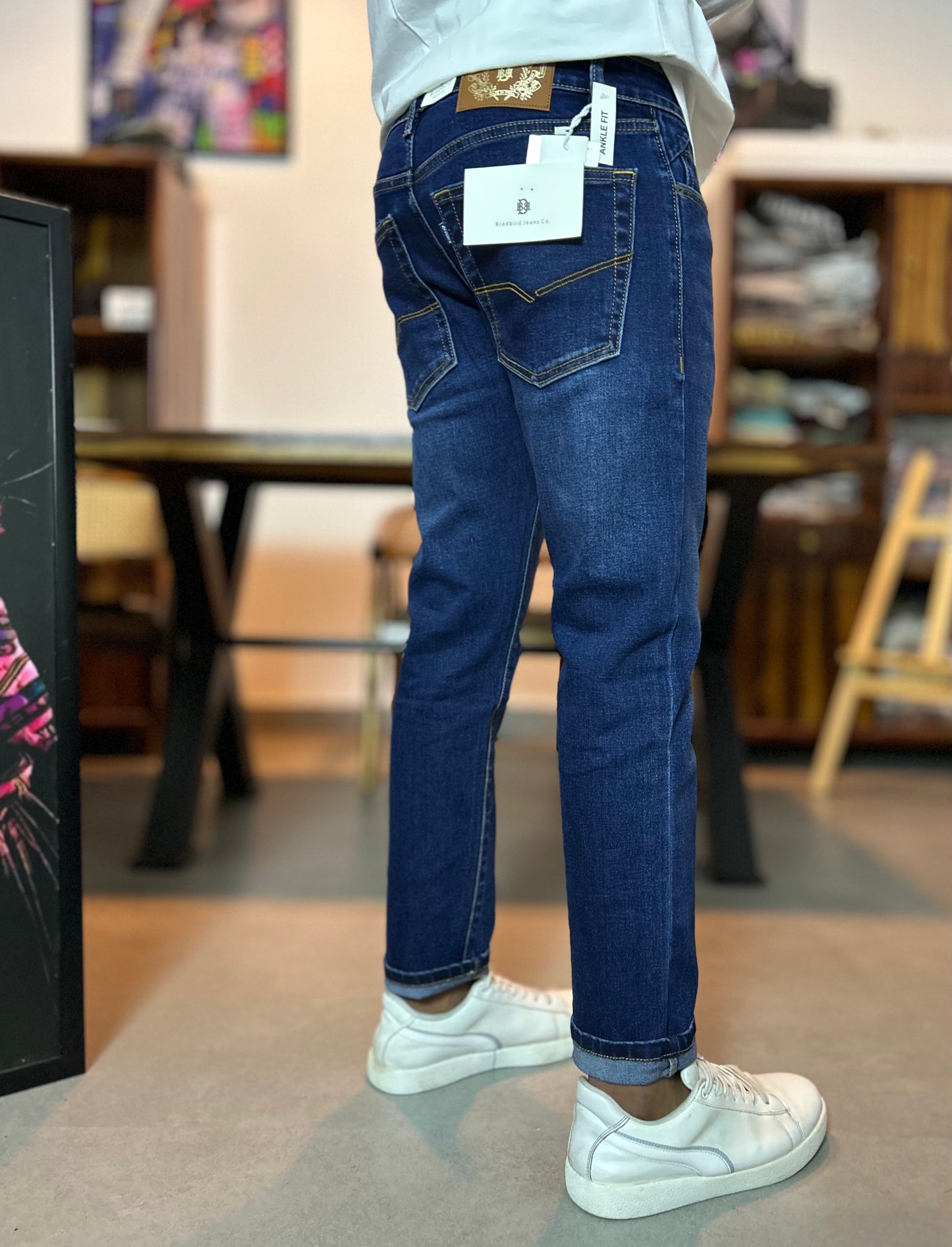 Bradbird Navy Wash Ankle-Fit Jeans