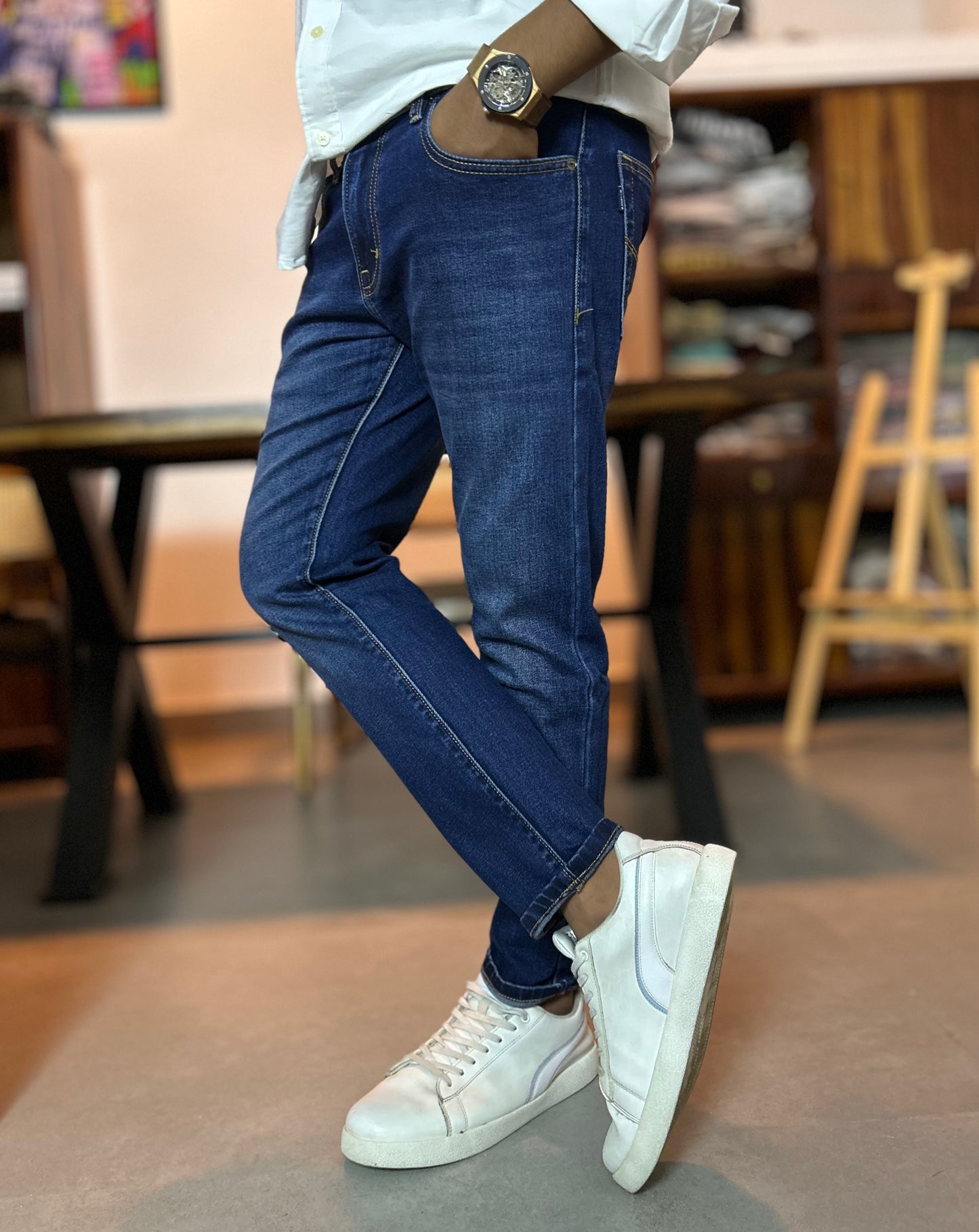 Bradbird Navy Wash Ankle-Fit Jeans