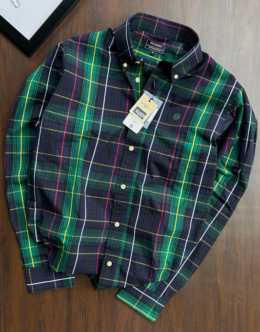 Bradbird Navy Green Checks Shirt