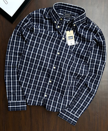 Bradbird Navy White Checks Shirt