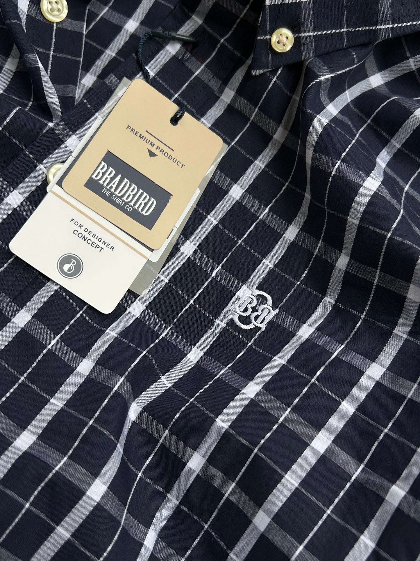 Bradbird Navy White Checks Shirt
