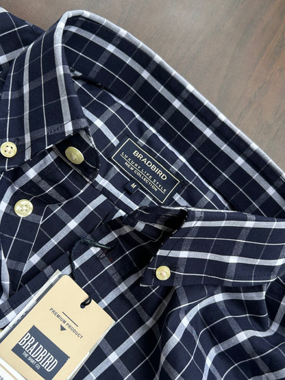 Bradbird Navy White Checks Shirt