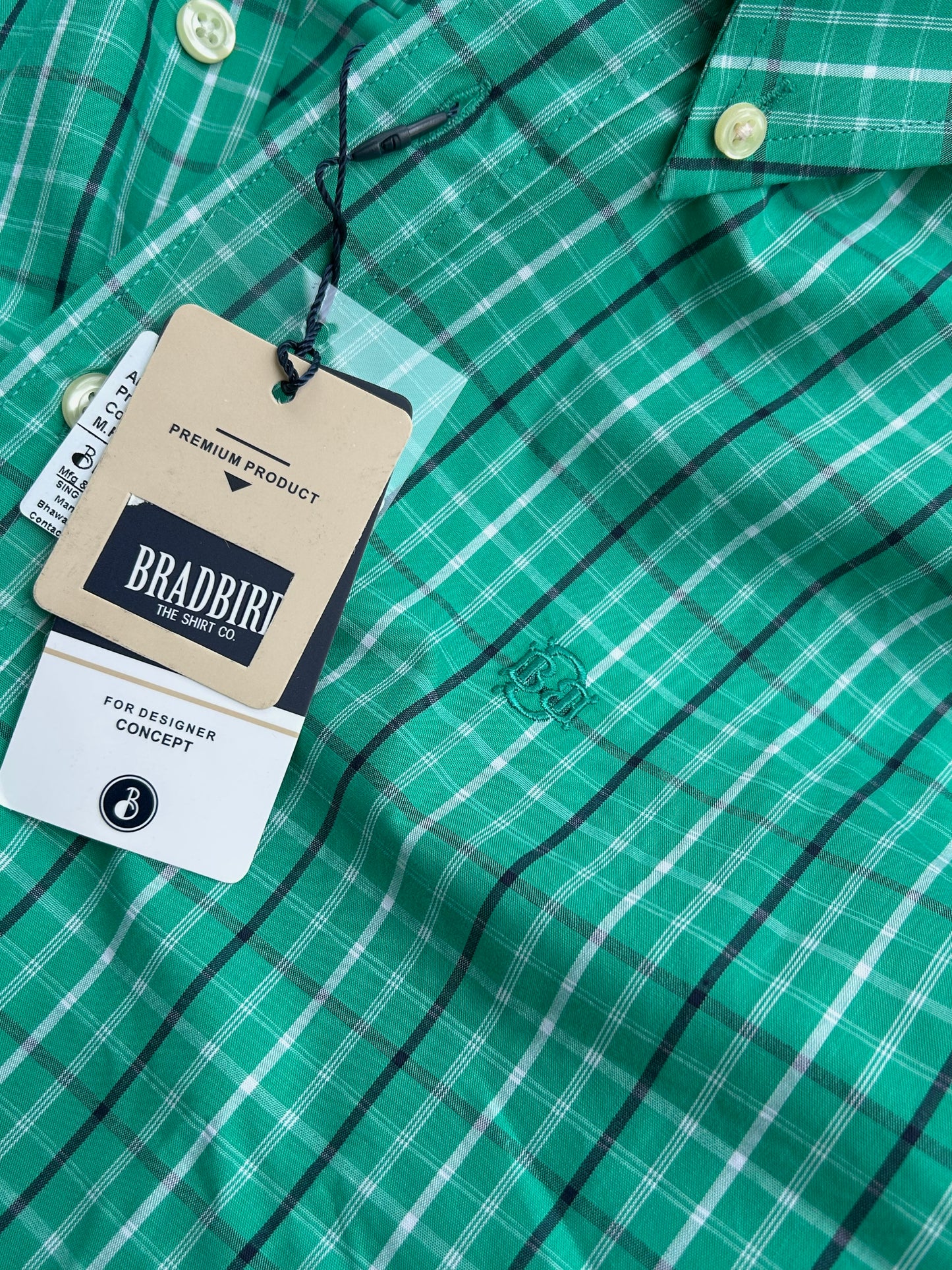 Bradbird Emerald Green Checks Shirt