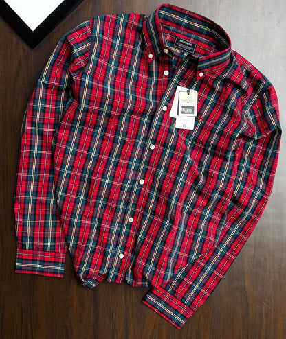 Bradbird Crimson Navy Checks Shirt