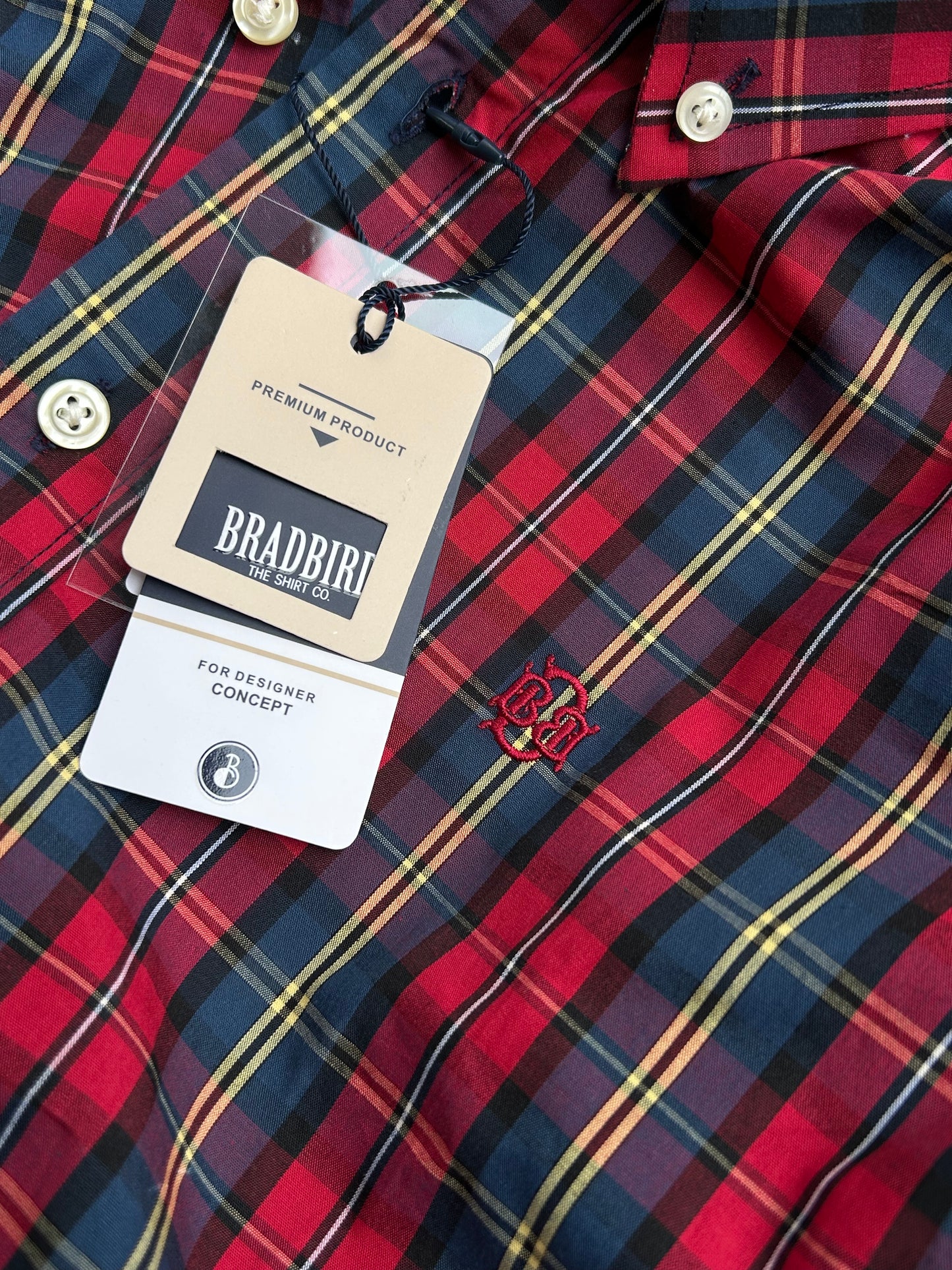 Bradbird Crimson Navy Checks Shirt