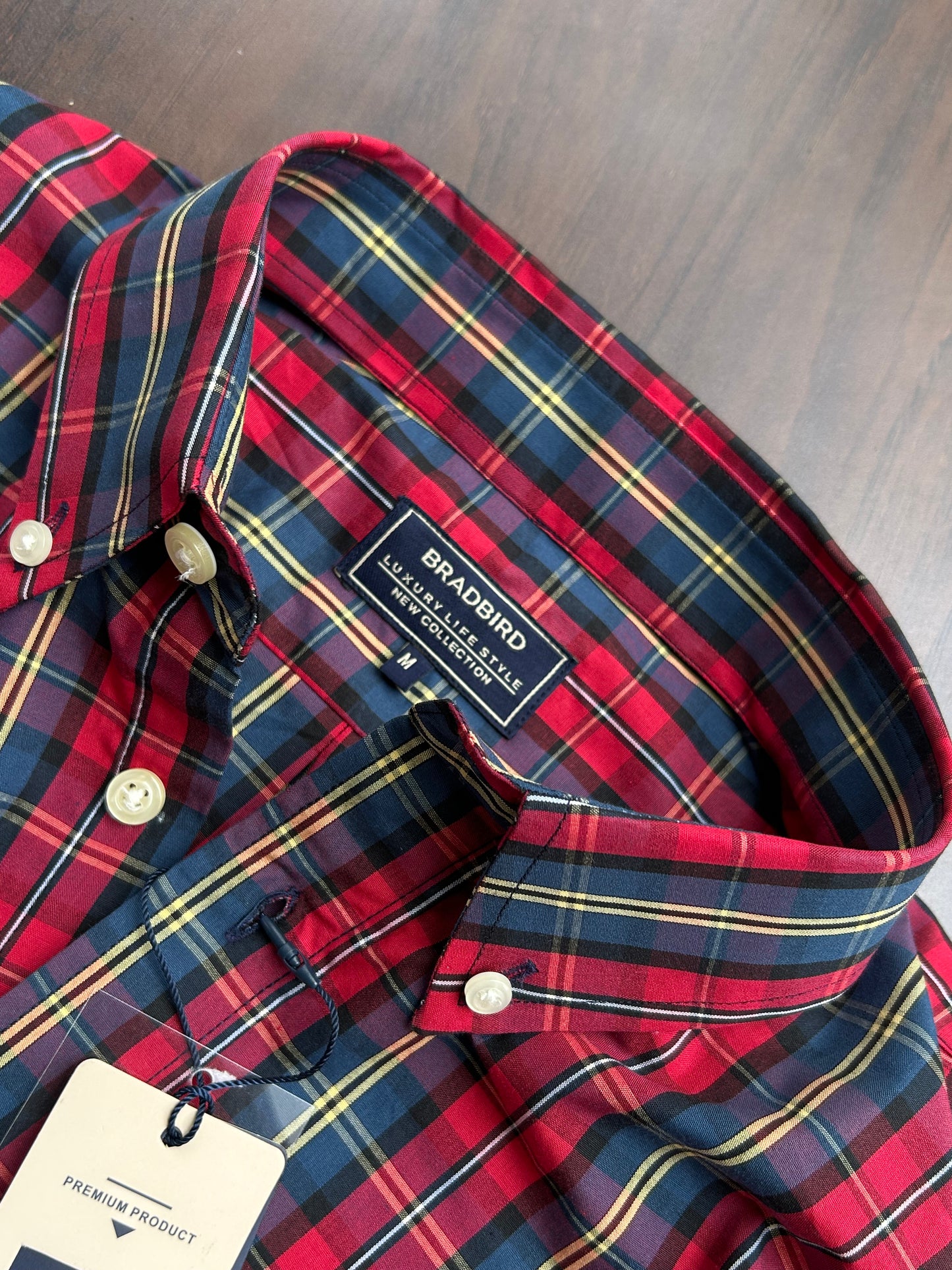 Bradbird Crimson Navy Checks Shirt