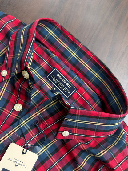 Bradbird Crimson Navy Checks Shirt