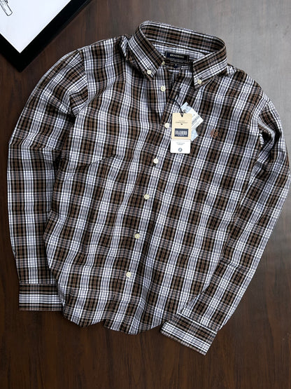 Bradbird Mocha White Checks Shirt