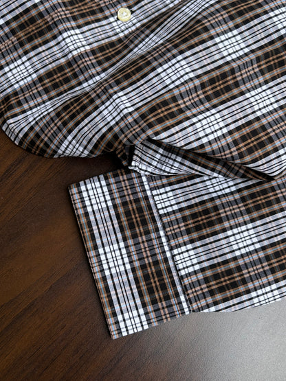 Bradbird Mocha White Checks Shirt