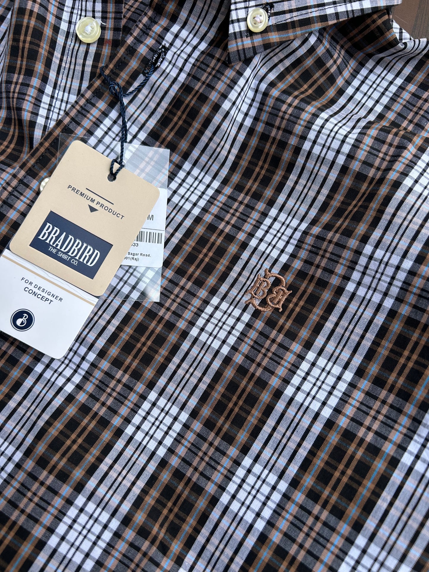 Bradbird Mocha White Checks Shirt