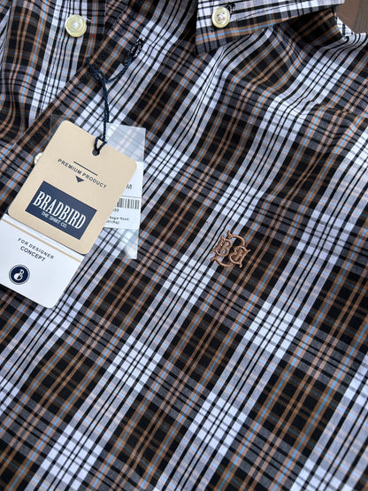 Bradbird Mocha White Checks Shirt