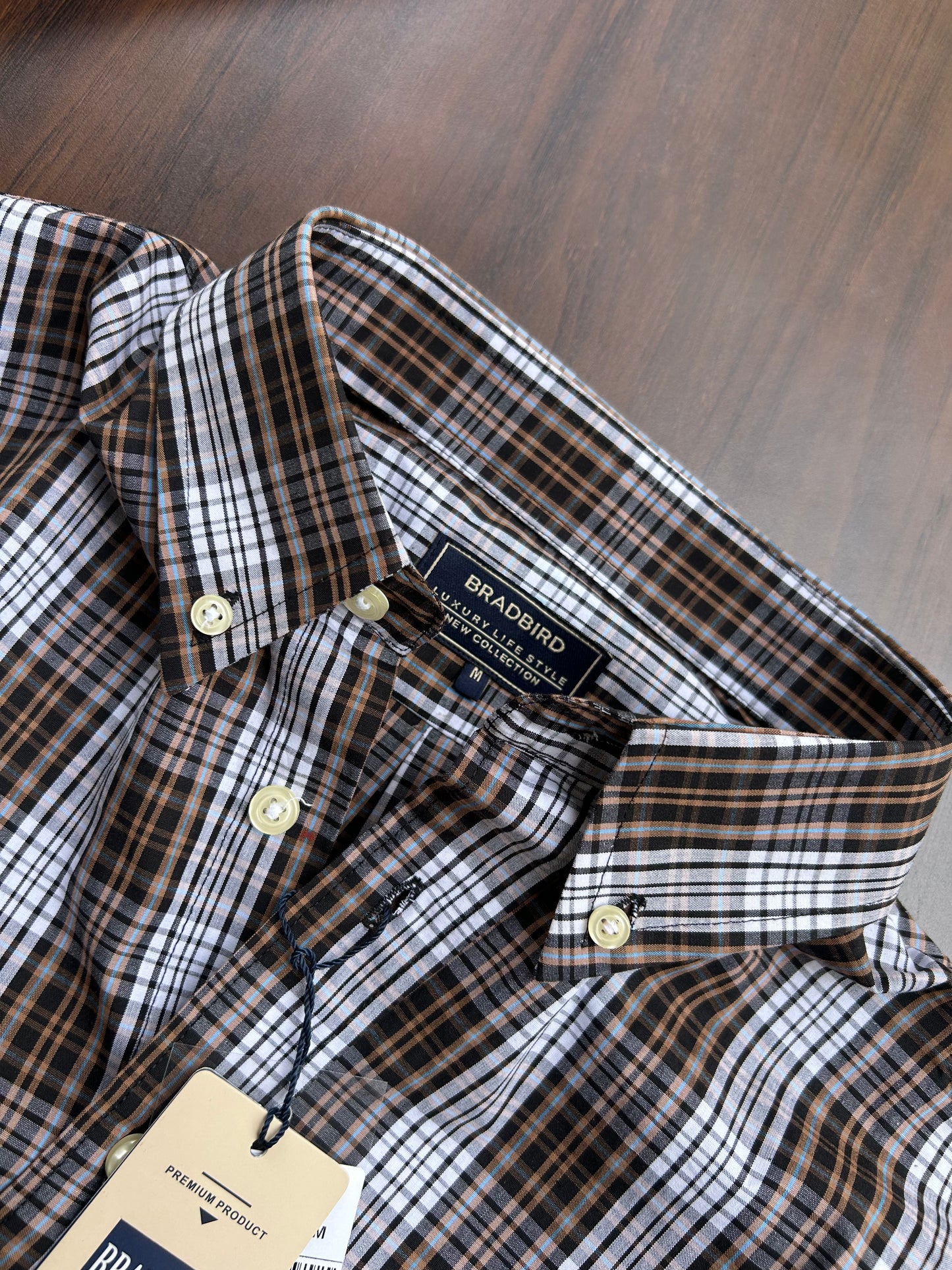 Bradbird Mocha White Checks Shirt