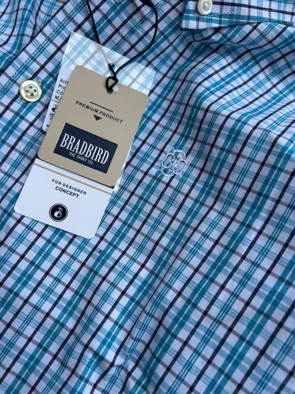 Bradbird Sky Blue Grid Checks Shirt