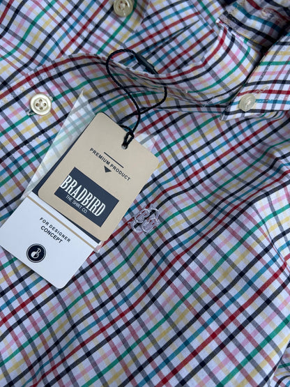 Bradbird Ivory Multi-Color Grid Shirt