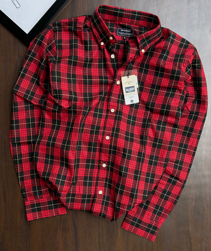 Bradbird Men’s Red & Black Checkered Button-Down Shirt