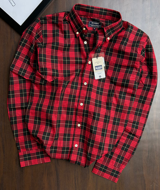 Bradbird Men’s Red & Black Checkered Button-Down Shirt