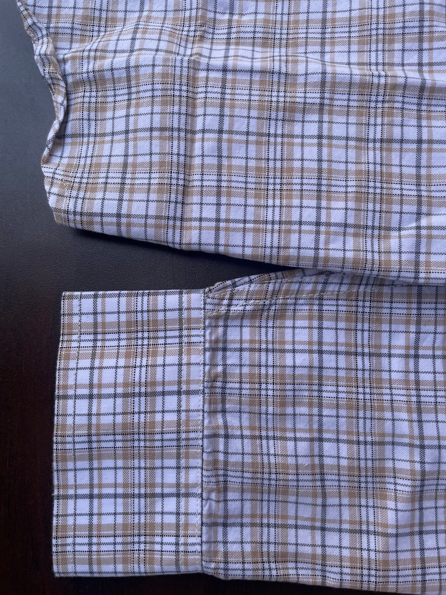 Brown and Beige Small Checks Double Pocket Shirt for Men - Cotton, Long Sleeve