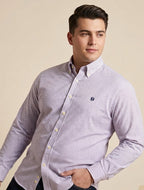 Light blue micro-check button-down shirt, long sleeves, buttoned placket and collar