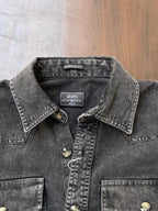 Charcoal western denim shirt collar with button placket and label