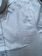 Light grey textured oxford shirt chest logo embroidery