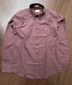Burgundy button-down oxford shirt with chest monogram logo