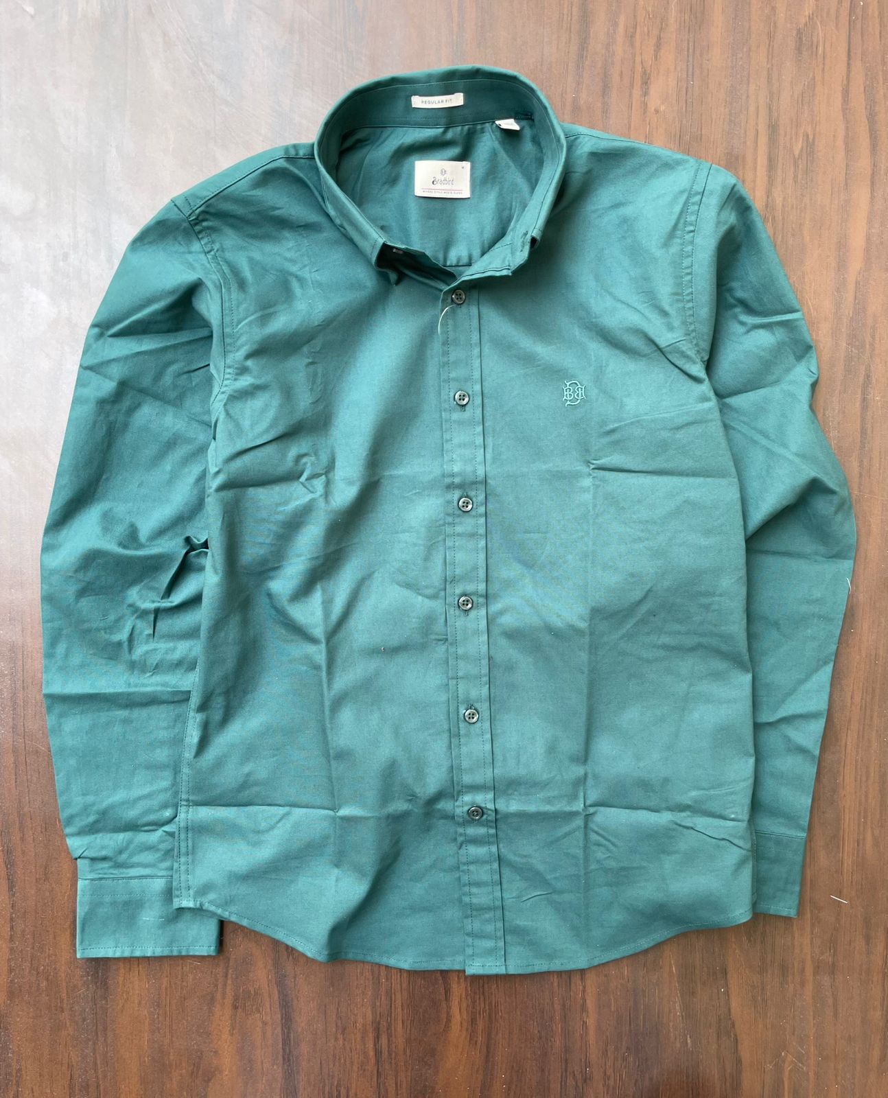 Rich Timber Green Textured Oxford Shirt with Tonal Monogram