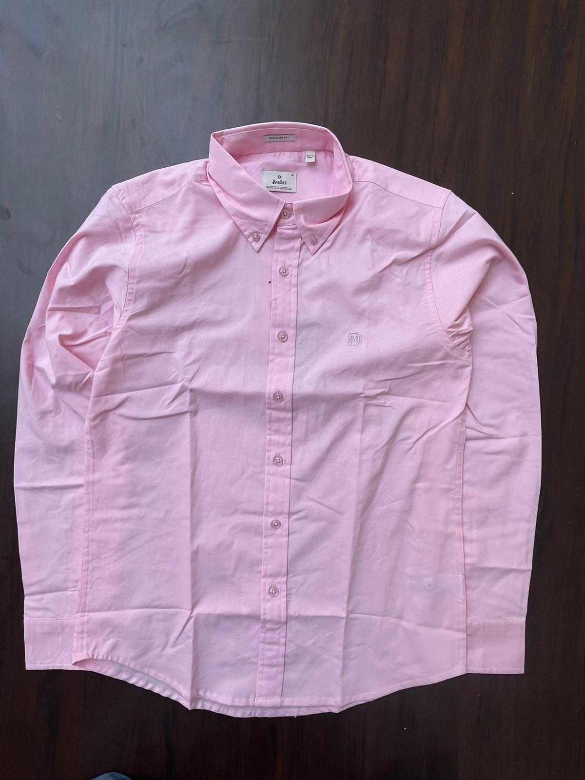 Classic Preppy Light Pink Textured Oxford Shirt with Tonal Monogram