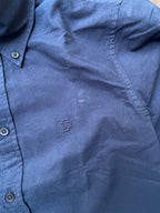Rich navy oxford shirt fabric with tonal monogram on chest