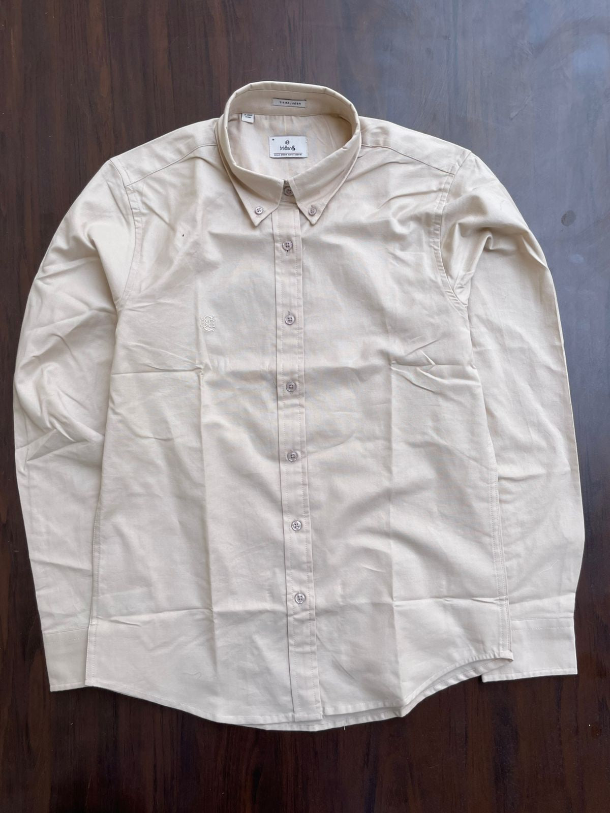 Off-White Textured Oxford Shirt with Tonal Monogram
