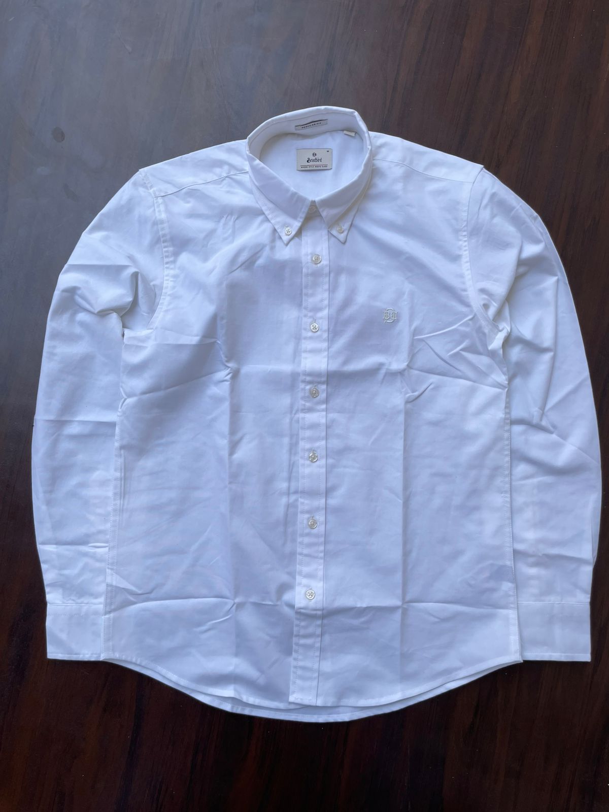 Old Money Textured White Oxford Shirt with Tonal Monogram