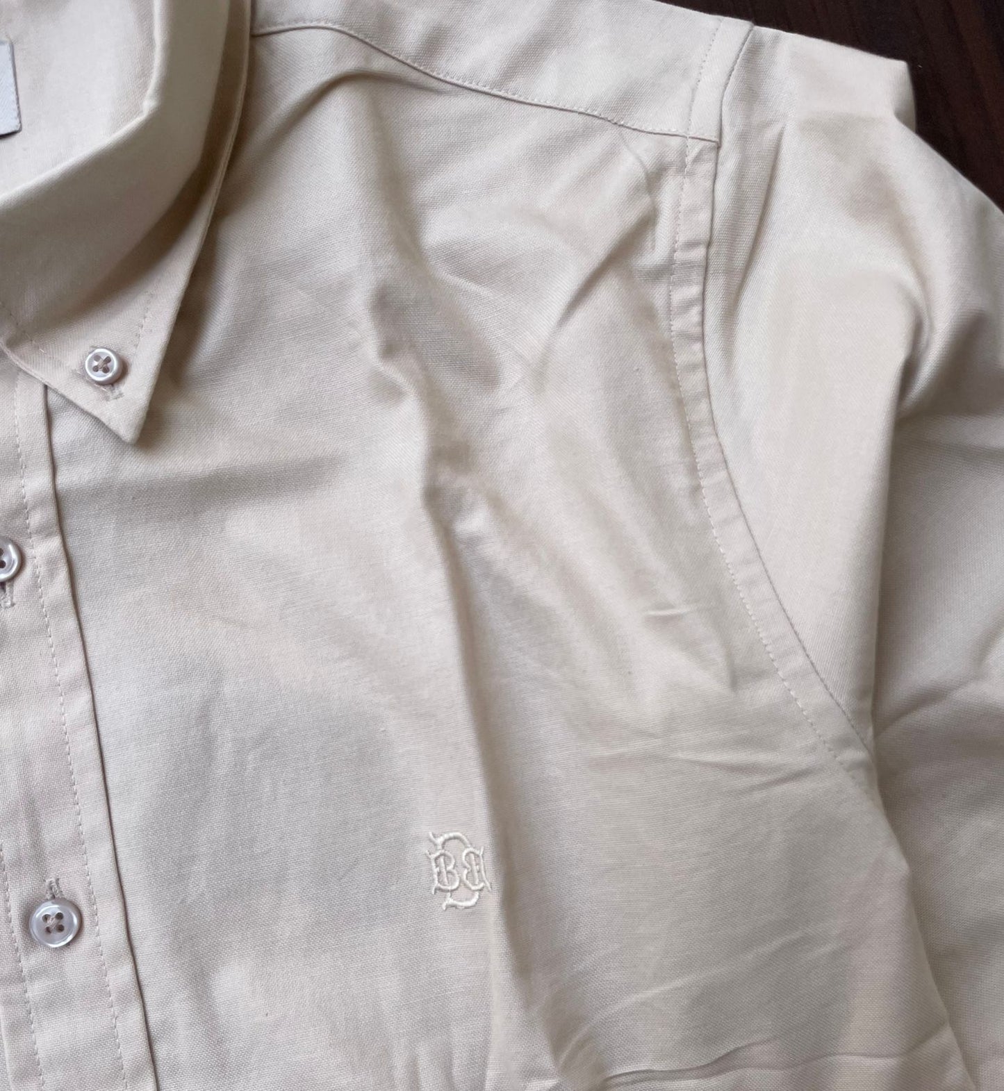 Off-White Textured Oxford Shirt with Tonal Monogram