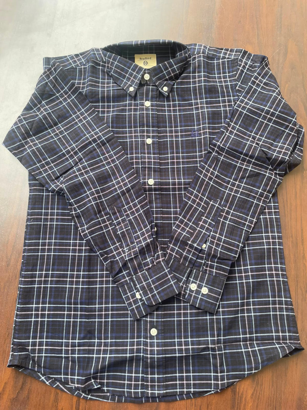 Midnight Navy & Ice Blue Checked Shirt | Premium Cotton Shirt | Bradbird