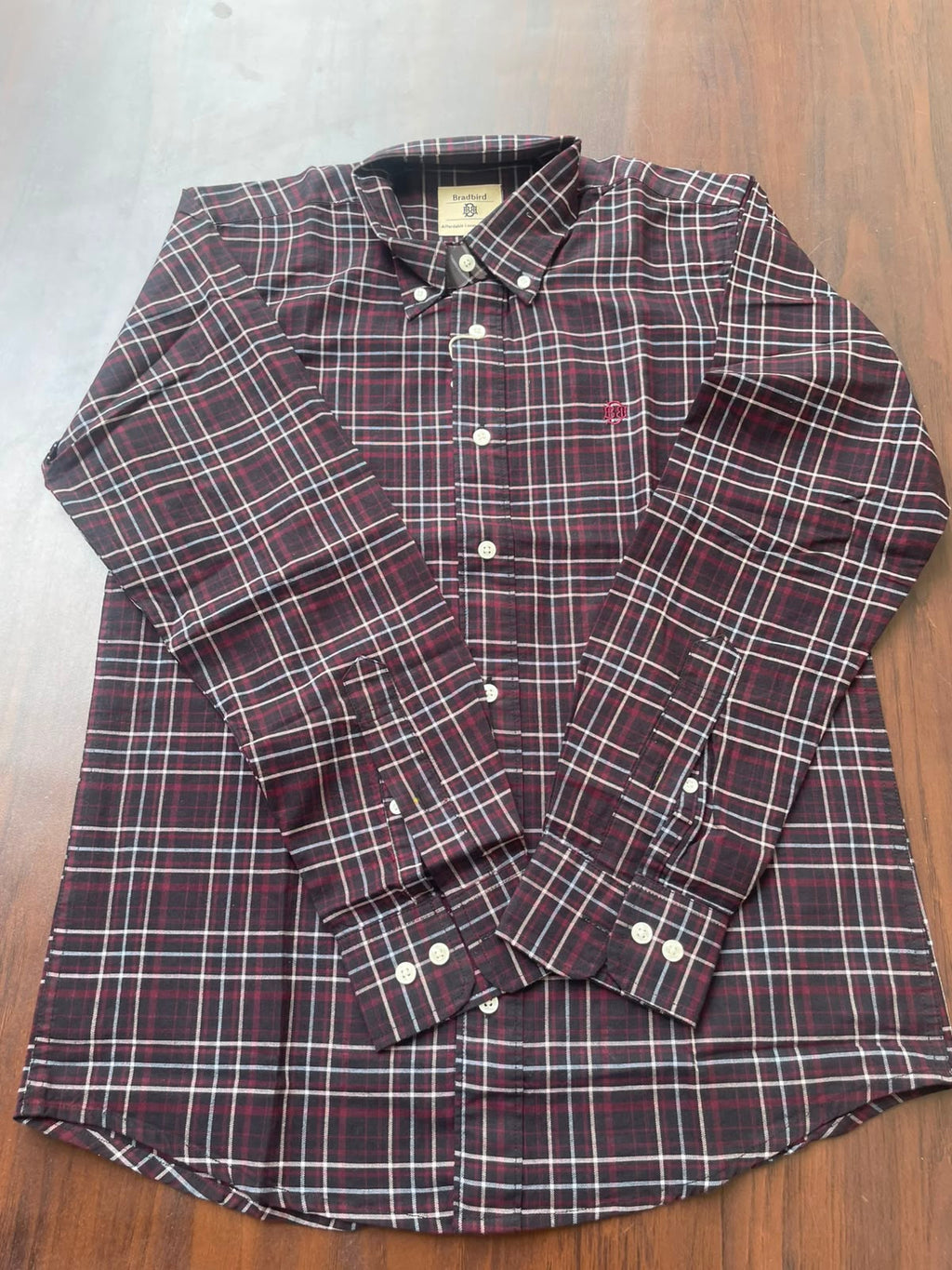 Maroon & Charcoal Checked Shirt | Premium Cotton Shirt | Bradbird