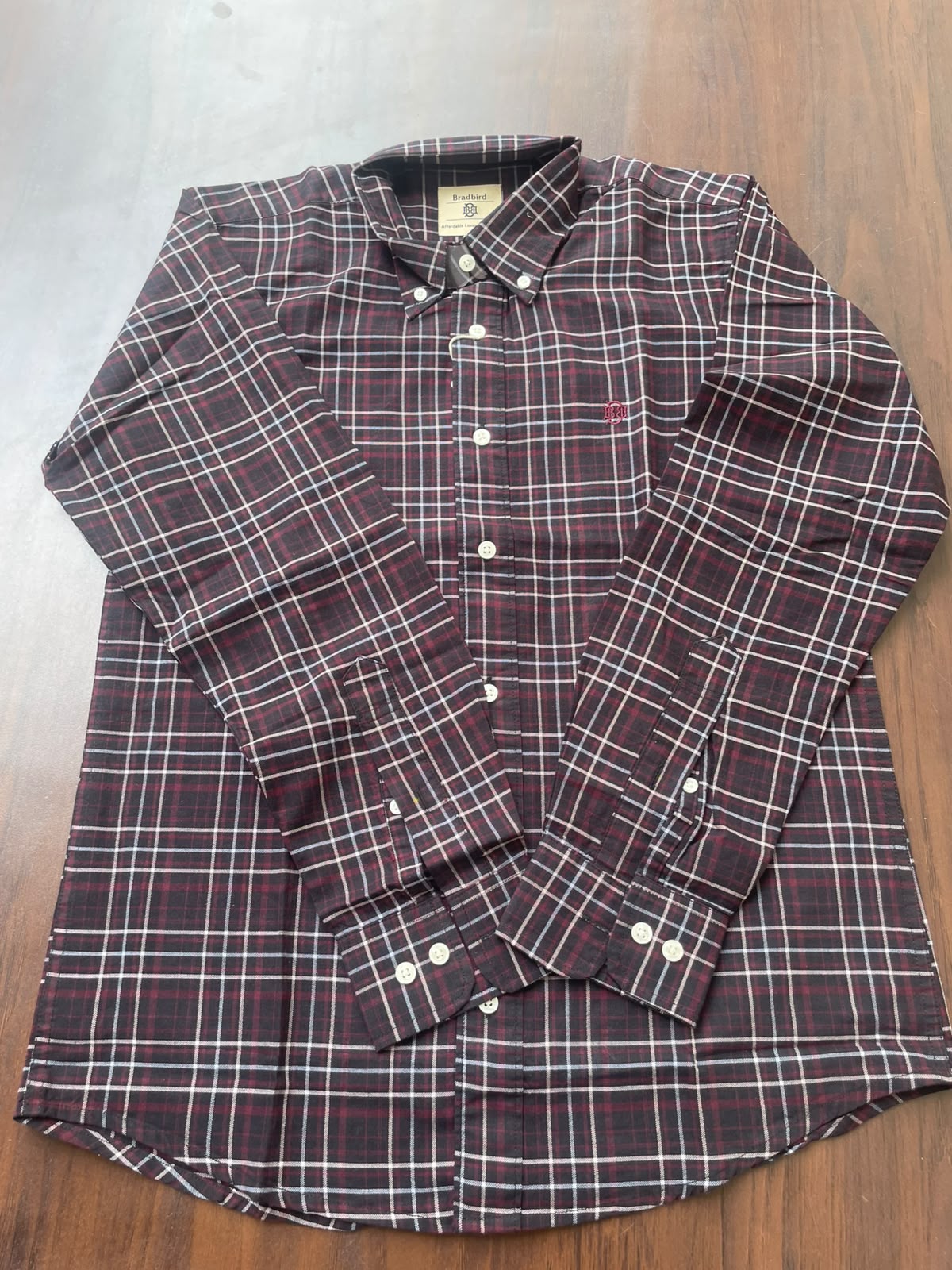 Maroon & Charcoal Checked Shirt | Premium Cotton Shirt | Bradbird